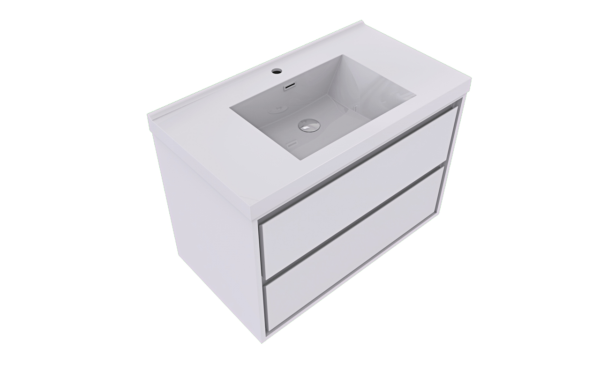 KEETCHEN HELSINKI 42" Gloss White Wall Mounted Modern Vanity - Image 3