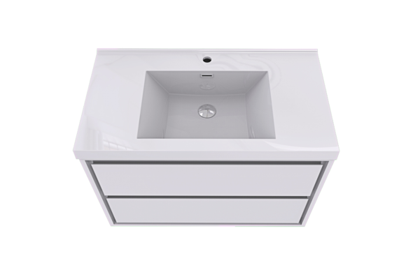 KEETCHEN HELSINKI 42" Gloss White Wall Mounted Modern Vanity - Image 4