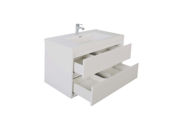 KEETCHEN HELSINKI 42" Gloss White Wall Mounted Modern Vanity - Image 5