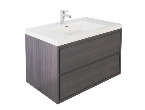 KEETCHEN HELSINKI 42" Grey Oak Wall Mounted Modern Vanity - Image 2