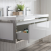 KEETCHEN SEATTLE 60" Glossy White Wall Hung Modern Bathroom Vanity with Chrome Stainless Steel Frame - Image 5