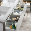 KEETCHEN SEATTLE 60" Glossy White Wall Hung Modern Bathroom Vanity with Chrome Stainless Steel Frame - Image 4