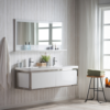 KEETCHEN SEATTLE 60" Glossy White Wall Hung Modern Bathroom Vanity with Chrome Stainless Steel Frame - Image 3