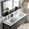 KEETCHEN SEATTLE 60" Grey Oak Wall Hung Modern Bathroom Vanity with Matte Black Stainless Steel Frame - Image 2