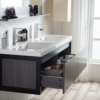 KEETCHEN SEATTLE 60" Grey Oak Wall Hung Modern Bathroom Vanity with Matte Black Stainless Steel Frame - Image 4