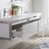 KEETCHEN SEATTLE 72" Glossy White Wall Hung Modern Bathroom Vanity with Chrome Stainless Steel Frame - Image 4