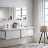 KEETCHEN SEATTLE 72" Glossy White Wall Hung Modern Bathroom Vanity with Chrome Stainless Steel Frame - Image 2
