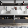 KEETCHEN SEATTLE 72" Grey Oak Wall Hung Modern Bathroom Vanity with Chrome Stainless Steel Frame - Image 3