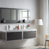 KEETCHEN SEATTLE 72" Grey Oak Wall Hung Modern Bathroom Vanity with Chrome Stainless Steel Frame - Image 2