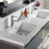 KEETCHEN SEATTLE 72" Grey Oak Wall Hung Modern Bathroom Vanity with Chrome Stainless Steel Frame - Image 4