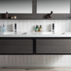 KEETCHEN SEATTLE 72" Grey Oak Wall Hung Modern Bathroom Vanity with Matte Black Stainless Steel Frame - Image 2