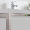 KEETCHEN SEATTLE 84" Glossy White Wall Hung Modern Bathroom Vanity with Chrome Stainless Steel Frame - Image 4