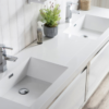 KEETCHEN SEATTLE 84" Glossy White Wall Hung Modern Bathroom Vanity with Chrome Stainless Steel Frame - Image 3