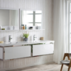 KEETCHEN SEATTLE 84" Glossy White Wall Hung Modern Bathroom Vanity with Chrome Stainless Steel Frame - Image 2