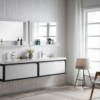 KEETCHEN SEATTLE 84" Glossy White Wall Hung Modern Bathroom Vanity with Matte Black Stainless Steel Frame - Image 4