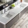 KEETCHEN SEATTLE 84" Grey Oak Wall Hung Modern Bathroom Vanity with Chrome Stainless Steel Frame - Image 3