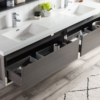 KEETCHEN SEATTLE 84" Grey Oak Wall Hung Modern Bathroom Vanity with Chrome Stainless Steel Frame - Image 2