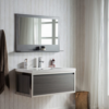 KEETCHEN SEATTLE 42" Grey Oak Wall Hung Modern Bathroom Vanity with Chrome Stainless Steel Frame - Image 4