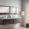 KEETCHEN SEATTLE 84" Rosewood Wall Hung Modern Bathroom Vanity with Matte Black Stainless Steel Frame - Image 3