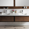 KEETCHEN SEATTLE 84" Rosewood Wall Hung Modern Bathroom Vanity with Matte Black Stainless Steel Frame - Image 2