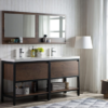 KEETCHEN SEATTLE 72" FREESTANDING MODERN GREY OAK VANITY WITH BLACK STAINLESS STEEL FRAME - Image 5