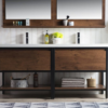 KEETCHEN SEATTLE 72" FREESTANDING MODERN GREY OAK VANITY WITH BLACK STAINLESS STEEL FRAME - Image 4