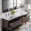 KEETCHEN SEATTLE 72" FREESTANDING MODERN GREY OAK VANITY WITH BLACK STAINLESS STEEL FRAME - Image 2