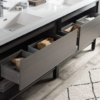 KEETCHEN SEATTLE 84" FREESTANDING MODERN GREY OAK VANITY WITH BLACK STAINLESS STEEL FRAME - Image 4