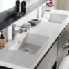 KEETCHEN SEATTLE 84" FREESTANDING MODERN GREY OAK VANITY WITH BLACK STAINLESS STEEL FRAME - Image 2