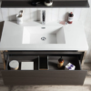 KEETCHEN SEATTLE 42" Grey Oak Wall Hung Modern Bathroom Vanity with Chrome Stainless Steel Frame - Image 2