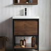 KEETCHEN SEATTLE 24" FREESTANDING MODERN VANITY WITH ROSEWOOD MATTE BLACK STAINLESS STEEL FRAME - Image 3