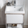 KEETCHEN SEATTLE 30" FREESTANDING MODERN GREY OAK VANITY WITH CHROME STAINLESS STEEL FRAME - Image 3