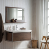 KEETCHEN SEATTLE 42" Grey Oak Wall Hung Modern Bathroom Vanity with Matte Black Stainless Steel Frame - Image 4