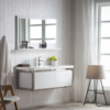KEETCHEN SEATTLE 48" Glossy White Wall Hung Modern Bathroom Vanity with Chrome Stainless Steel Frame - Image 3
