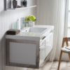 KEETCHEN SEATTLE 48" Glossy White Wall Hung Modern Bathroom Vanity with Chrome Stainless Steel Frame - Image 4