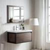 KEETCHEN SEATTLE 36" Rosewood Wall Hung Modern Bathroom Vanity with Matte Black Stainless Steel Frame - Image 3
