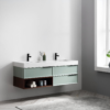KARTON REPUBLIC MARFA 60” ALOE GREEN/WALNUT WALL MOUNT MODERN BATHROOM VANITY - Image 3