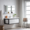 KEETCHEN SEATTLE 48" Glossy White Wall Hung Modern Bathroom Vanity with Matte Black Stainless Steel Frame - Image 3