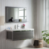 KEETCHEN SEATTLE 48" Grey Oak Wall Hung Modern Bathroom Vanity with Chrome Stainless Steel Frame - Image 4