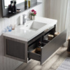 KEETCHEN SEATTLE 48" Grey Oak Wall Hung Modern Bathroom Vanity with Chrome Stainless Steel Frame - Image 3