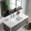KEETCHEN SEATTLE 48" Grey Oak Wall Hung Modern Bathroom Vanity with Chrome Stainless Steel Frame - Image 2