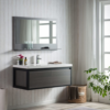 KEETCHEN SEATTLE 48" Grey Oak Wall Hung Modern Bathroom Vanity with Matte Black Stainless Steel Frame - Image 4