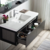 KEETCHEN SEATTLE 48" Grey Oak Wall Hung Modern Bathroom Vanity with Matte Black Stainless Steel Frame - Image 2