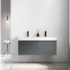 KARTON REPUBLIC MANAROLA 48” DARK GRAY WITH THICK QUARTZ WALL MOUNT MODERN BATHROOM VANITY - Image 2