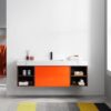 KARTON REPUBLIC MANAROLA 60” RED AMBER WITH THICK QUARTZ WALL MOUNT MODERN BATHROOM VANITY (OPEN SHELVES) - Image 2