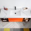 KARTON REPUBLIC MANAROLA 60” RED AMBER WITH THICK QUARTZ WALL MOUNT MODERN BATHROOM VANITY (OPEN SHELVES) - Image 5