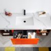 KARTON REPUBLIC MANAROLA 60” RED AMBER WITH THICK QUARTZ WALL MOUNT MODERN BATHROOM VANITY (OPEN SHELVES) - Image 6