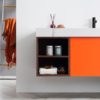 KARTON REPUBLIC MANAROLA 60” RED AMBER WITH THICK QUARTZ WALL MOUNT MODERN BATHROOM VANITY (OPEN SHELVES) - Image 8