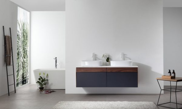 KARTON REPUBLIC RONDA 55” DARK BLUE WALL MOUNT MODERN BATHROOM VANITY - Image 2