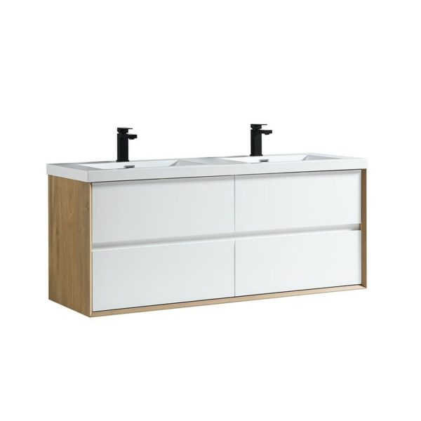 KEETCHEN Houston 60" Glossy White Double sink vanity - Image 2